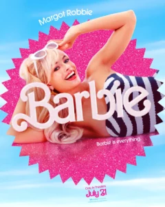 a Barbie movie poster of Margot Robbie 